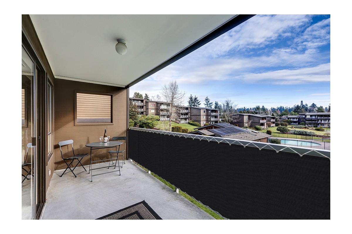 Brise-vue en toile pour balcon sur mesure 290g/m2 Noir