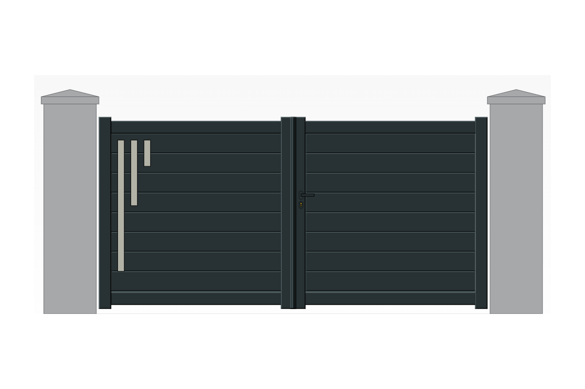 Portail plein droit : portail battant aluminium, sur mesure NATURO